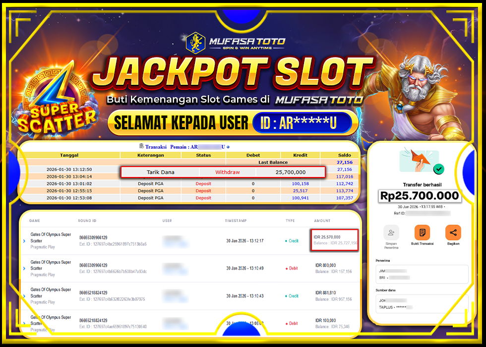 MUFASATOTO JACKPOT PRAGMATIC PLAY Rp 25.700.000 | LUNAS